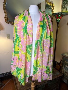 Lilly Pulitzer 20th Anniversary Collection Pink & Green Floral Scarf